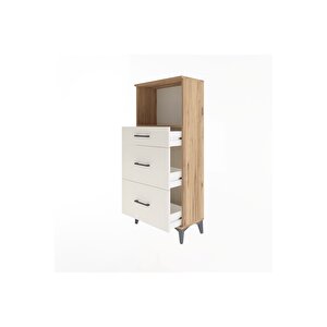 Arges Dolap Tek Raflı 3 Çekmeceli 60x30x134 Çam-aytaşı