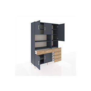 Hyperion Dolap 9 Raflı 5 Çekmeceli 5 Kapaklı 132x44x195 Antrasit-antrasit/çam