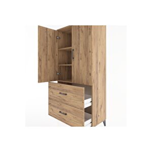 Hyperion Dolap 3 Raflı 2 Çekmeceli 2 Kapaklı 88x44x182 Çam-çam