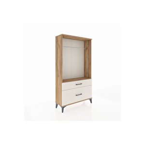 Arges Dolap Tek Raflı 2 Çekmeceli Tek Askılı 88x30x163 Çam-aytaşı