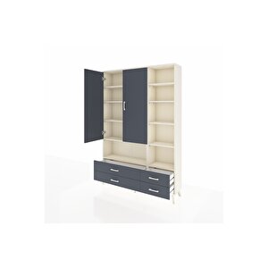 Arges Gardrop 10 Raflı 4 Çekmeceli 2 Kapaklı 132x30x195 Aytaşı-antrasit