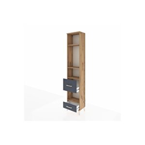 Arges Dolap 4 Raflı 2 Çekmeceli 44x30x221 Çam-antrasit