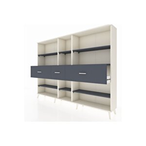 Arges Dolap 9 Raflı 3 Çekmeceli  220x30x163 Aytaşı-antrasit