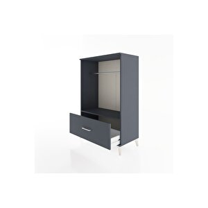 Hyperion Dolap Tek Raflı Tek Çekmeceli Tek Askılı 88x44x134 Antrasit-antrasit