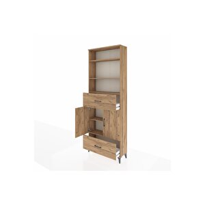 Arges Dolap 5 Raflı 2 Çekmeceli 2 Kapaklı 88x30x243 Çam-çam