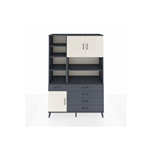 Hyperion Dolap 9 Raflı 5 Çekmeceli 3 Kapaklı 132x44x195 Antrasit-aytaşı/antrasit