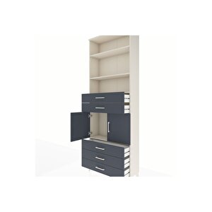 Arges Dolap 4 Raflı 5 Çekmeceli 2 Kapaklı 88x30x243 Aytaşı-antrasit