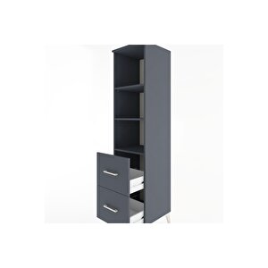 Hyperion Dolap 3 Raflı 2 Çekmeceli 44x44x182 Antrasit-antrasit