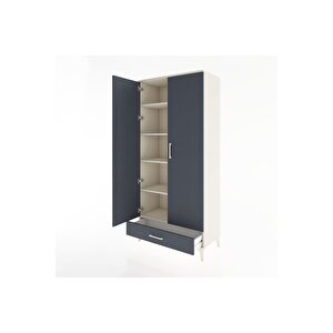 Hyperion Dolap 5 Raflı Tek Çekmeceli 2 Kapaklı 88x44x195 Aytaşı-antrasit