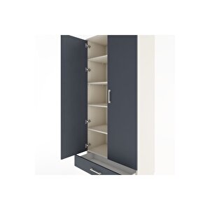 Hyperion Dolap 5 Raflı Tek Çekmeceli 2 Kapaklı 88x44x195 Aytaşı-antrasit