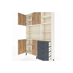 Arges Dolap 9 Raflı 4 Çekmeceli 4 Kapaklı 132x30x195 Aytaşı-çam/antrasit