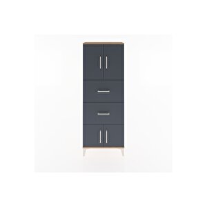 Arges Dolap 2 Raflı 2 Çekmeceli 4 Kapaklı 60x30x163 Çam-antrasit