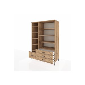 Kronos Dolap 9 Raflı 4 Çekmeceli  132x59x195 Çam-çam/çam