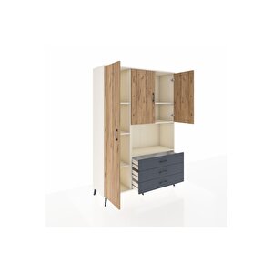 Hyperion Dolap 6 Raflı 3 Çekmeceli 3 Kapaklı 132x44x195 Aytaşı-çam/antrasit