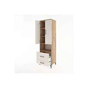 Hyperion Dolap 4 Raflı 2 Çekmeceli 2 Kapaklı 60x44x195 Çam-aytaşı