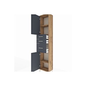 Arges Dolap 3 Raflı 3 Çekmeceli 2 Kapaklı 44x30x221 Çam-antrasit