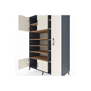 Kronos Dolap 11 Raflı 5 Kapaklı 132x59x195 Antrasit-aytaşı/çam