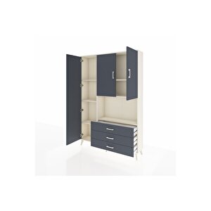 Arges Gardrop 6 Raflı 3 Çekmeceli 3 Kapaklı 132x30x195 Aytaşı-antrasit