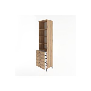 Hyperion Dolap 4 Raflı 5 Çekmeceli 60x44x243 Çam-çam