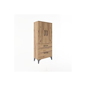 Arges Dolap 2 Raflı 2 Çekmeceli 2 Kapaklı 60x30x134 Çam-çam