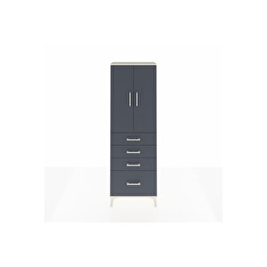 Arges Dolap 2 Raflı 4 Çekmeceli 2 Kapaklı 60x30x182 Aytaşı-antrasit
