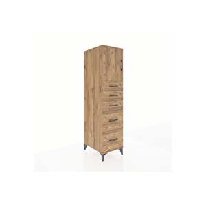 Kronos Dolap Tek Raflı 5 Çekmeceli Tek Kapaklı 44x59x182 Çam-çam