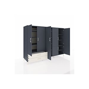 Kronos Dolap 12 Raflı 2 Çekmeceli 7 Kapaklı 220x59x163 Antrasit-antrasit/aytaşı