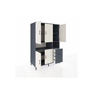 Kronos Dolap 7 Raflı 4 Çekmeceli 5 Kapaklı 132x59x195 Antrasit-aytaşı/antrasit