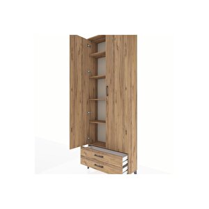 Arges Dolap 5 Raflı 2 Çekmeceli 2 Kapaklı 88x30x243 Çam-çam