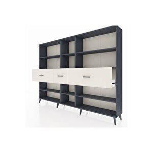 Arges Dolap 9 Raflı 3 Çekmeceli  220x30x163 Antrasit-antrasit/aytaşı