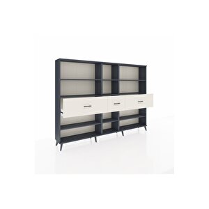 Arges Dolap 9 Raflı 3 Çekmeceli  220x30x163 Antrasit-antrasit/aytaşı