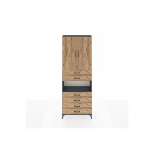 Arges Dolap 4 Raflı 6 Çekmeceli 2 Kapaklı 88x30x243 Antrasit-çam
