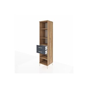 Hyperion Dolap 4 Raflı 2 Çekmeceli 44x44x195 Çam-antrasit