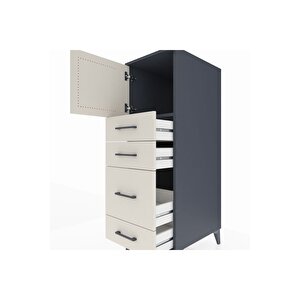 Kronos Dolap Tek Raflı 4 Çekmeceli Tek Kapaklı 44x59x134 Antrasit-aytaşı