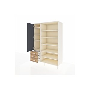 Kronos Dolap 9 Raflı 3 Çekmeceli 3 Kapaklı 132x59x195 Aytaşı-antrasit/çam
