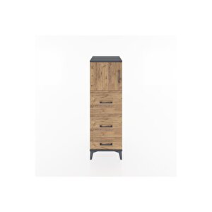 Hyperion Dolap Tek Raflı 3 Çekmeceli Tek Kapaklı 44x44x134 Antrasit-çam