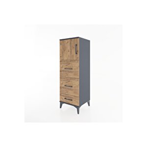 Hyperion Dolap Tek Raflı 3 Çekmeceli Tek Kapaklı 44x44x134 Antrasit-çam