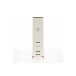 Arges Dolap 3 Raflı 4 Çekmeceli 2 Kapaklı 60x30x221 Çam-aytaşı