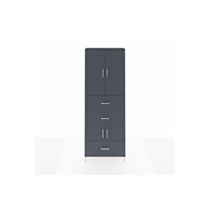 Arges Dolap 4 Raflı 3 Çekmeceli 4 Kapaklı 88x30x243 Antrasit-antrasit