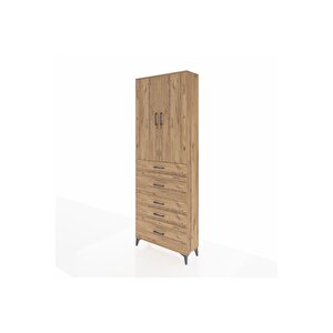 Arges Dolap 4 Raflı 5 Çekmeceli 2 Kapaklı 88x30x243 Çam-çam