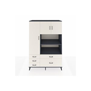 Kronos Dolap 7 Raflı 5 Çekmeceli 3 Kapaklı 132x59x195 Antrasit-aytaşı/aytaşı