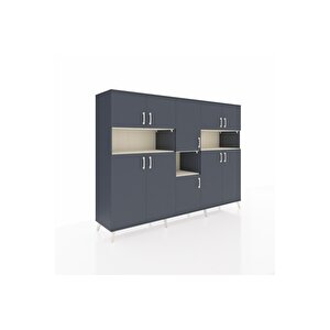 Hyperion Dolap 14 Raflı 10 Kapaklı 220x44x163 Antrasit-antrasit/aytaşı