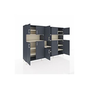 Hyperion Dolap 14 Raflı 10 Kapaklı 220x44x163 Antrasit-antrasit/aytaşı