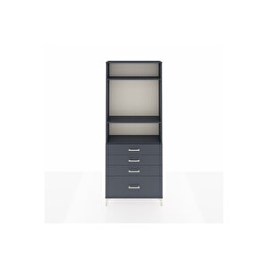 Arges Dolap 3 Raflı 4 Çekmeceli 88x30x221 Antrasit-antrasit