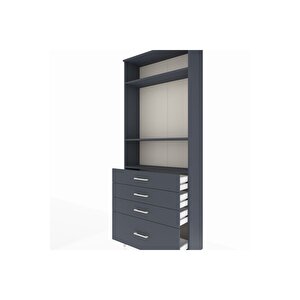 Arges Dolap 3 Raflı 4 Çekmeceli 88x30x221 Antrasit-antrasit