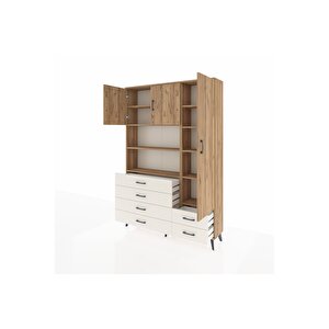 Arges Dolap 9 Raflı 6 Çekmeceli 3 Kapaklı 132x30x195 Çam-çam/aytaşı