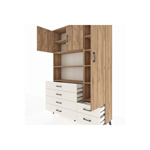 Arges Dolap 9 Raflı 6 Çekmeceli 3 Kapaklı 132x30x195 Çam-çam/aytaşı