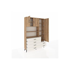 Arges Dolap 9 Raflı 6 Çekmeceli 3 Kapaklı 132x30x195 Çam-çam/aytaşı