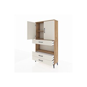 Arges Dolap 3 Raflı 3 Çekmeceli 2 Kapaklı 88x30x163 Çam-aytaşı
