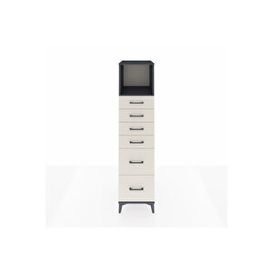 Kronos Dolap Tek Raflı 6 Çekmeceli 44x59x182 Antrasit-aytaşı